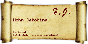 Hohn Jakobina névjegykártya